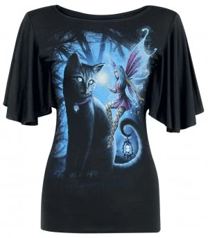 Spiral Cat And Fairy T-Shirt black