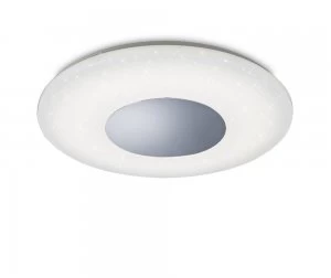Flush Ceiling Light 45cm Round 48W LED 3000-6500K Tuneable, 3500lm, Remote Control Chrome, White