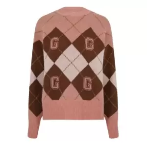 Gant Argyle Crew Neck Sweater - Pink