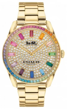 Coach Womens Preston Gold Plated Steel Bracelet Crystal Watch