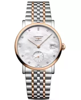Longines Elegant Collection Automatic Mother of Pearl Diamond Dial Steel and Rose Gold Womens Watch L4.312.5.87.7 L4.312.5.87.7