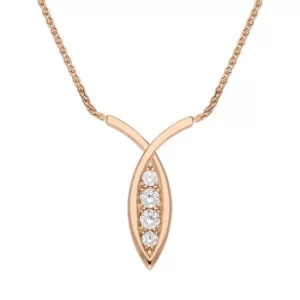 18ct Rose Gold 0.28ct Diamond Fish Necklace