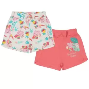 Peppa Pig Girls Sunshine Vibes Shorts (Pack of 2) (12-18 Months) (White/Pink)