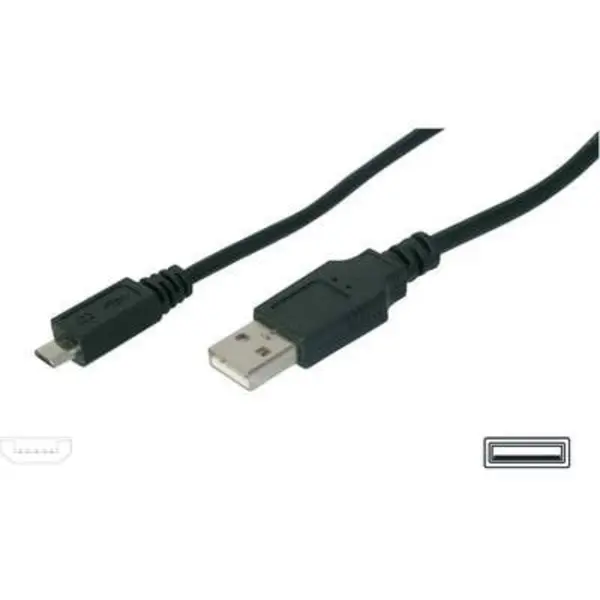 Digitus USB cable USB 2.0 USB-A plug, USB Micro-B plug 1m Black AK-300110-010-S AK-300110-010-S