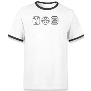 Back To The Future Symbols Embroidered Unisex Ringer T-Shirt - White/Black - XS