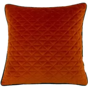 Paoletti - Quartz Quilted Cushion Jaffa Orange/Teal - Jaffa Orange/Teal