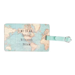 Sass & Belle Vintage Map Time To Go Luggage Tag