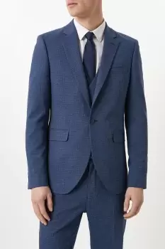 Mens Skinny Fit Blue Semi Plain Suit Jacket