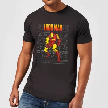 Marvel Avengers Classic Iron Man Mens Christmas T-Shirt - Black - 5XL