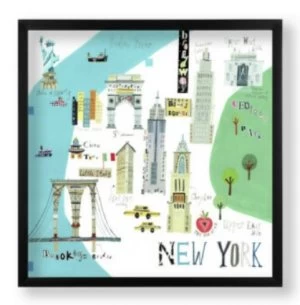 Art For The Home The Big Apple 50 x 50 Card, MDF Frame