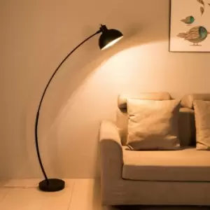 Arched Floor Lamp, Bowl Shade, On/Off Switch, ecp Plug, Reading Light, Matt Black and Gold inner Finish