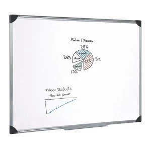 5 Star Office 1800 Drywipe Magnetic Whiteboard with Pen Tray and Aluminium Trim