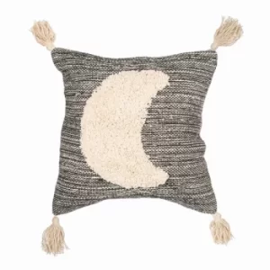 Sass & Belle Crescent Moon Tufted Cushion Black