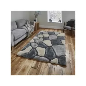 Noble House NH5858 Shaggy Hand Tufted Rug, Grey/Blue, 150 x 230 Cm - Think Rugs