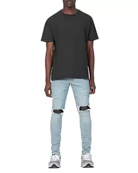 Purple Brand Dropped Slim Fit Destroyed Jeans in Light Indigo