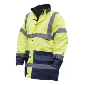 Warrior Mens Denver High Visibility Safety Jacket (S) (Fluorescent Yellow)