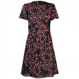 SET Womens Flower Fit and Flare Dress - 0993 BLACK RED