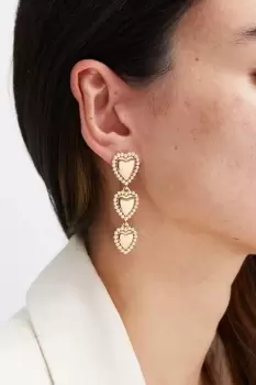 Gold Plated Polished And Pearl Heart Earrings