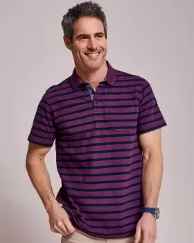 Cotton Traders Mens Textured Stripe Polo Shirt in Purple