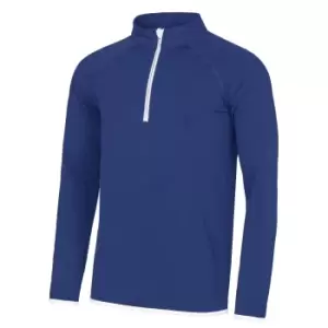 AWDis Just Cool Mens Half Zip Sweatshirt (XL) (Royal Blue/ Arctic White)
