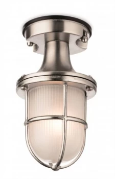 1 Light Outdoor Flush Light Nickel with Frosted Glass IP54, E27