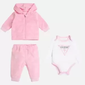 Guess Girls Logo Jersey and Chenille Tracksuit and Body Set - 12-18 months