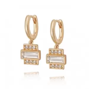 Beloved White Topaz Baguette Drop 18ct Gold Plated Earrings JE09_GP
