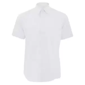 Russell Collection Mens Short Sleeve Easy Care Tailored Oxford Shirt (16.5inch) (White)