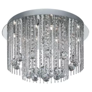Beatrix 8 Light Ceiling Flush, Chrome, Twist Tubes And Clear Crystal Ball Drops