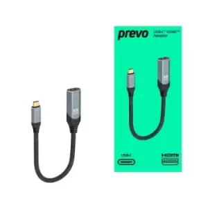 PREVO USBC-HDMI-ADA video cable adapter 0.2 m USB Type-C HDMI Type A (Standard) Black Silver