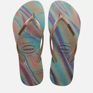 Havaianas Womens Slim Iridescent Flip Flops - Sand Grey - UK 3/4
