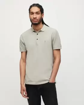AllSaints Mens Cotton Slim Fit Reform Short Sleeve Polo Shirt, Green, Size: M, Green