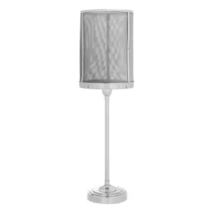 Contemporary Silver Mesh Cage Table Lamp