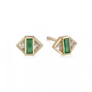 Beloved Green Onyx Stud 18ct Gold Plated Earrings JE03_GP