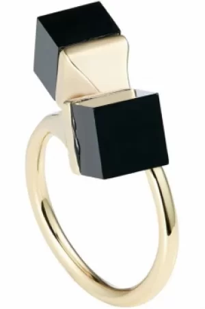 Ladies Karen Millen Gold Plated Geo Cube Ring Size ML KMJ1104-30-05ML