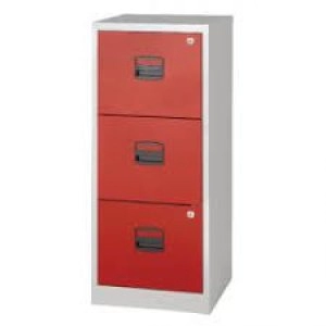 Bisley 3 Drawer A4 Home Filer GreyRed BY78728