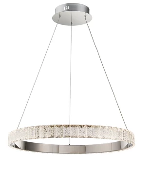 Celeste Integrated LED Pendant Clear Crystal (K5) Glass & Chrome Effect Plate 1 Light Dimmable IP20