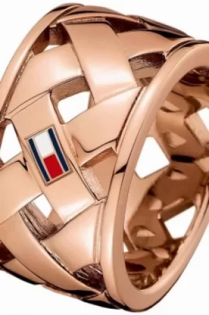 Ladies Tommy Hilfiger Rose Gold Plated Classic Signature Ring Size P 2701025D