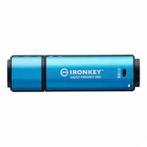 Kingston Technology IronKey VP50 USB flash drive 32GB USB Type-C 3.2 Gen 1 (3.1 Gen 1) Black Blue