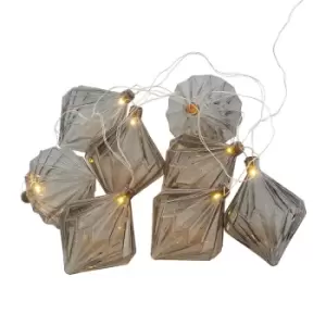 Sirius Nellie Glass Battery Operated LED String Lights - Grey - 8 Lights