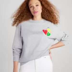 Kate Spade New York Womens Pride Hearts Sweatshirt - Grey Melange - S
