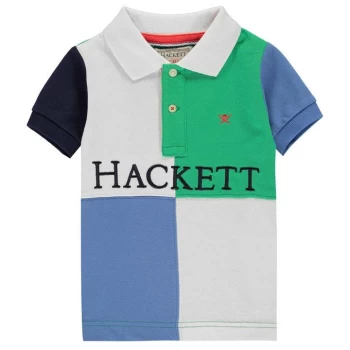 Hackett Boys Quad Panel Cotton Short Sleeved Polo Shirt - Multi