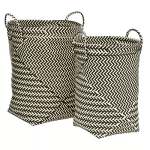 Premier Housewares Set of 2 Patterned Laundry Baskets - Black & White