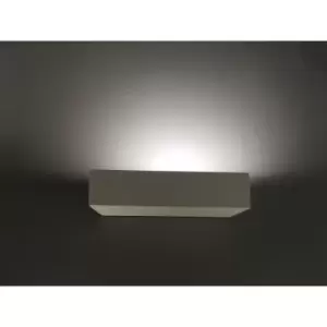 Ceramic Rectangle Wall Light, White Paintable Uplighter G9 socket (no bulb) - White