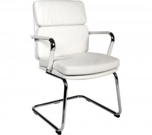 TEKNIK Deco 1101WH Faux Leather Visitor Chair - White & Bright Chrome, White