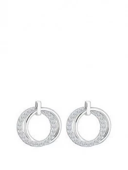 Simply Silver Double Open Polished And Cubic Zirconia Earrings