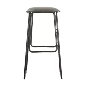 Bar Stool in Vintage Ash Faux Leather with Gunmetal Legs