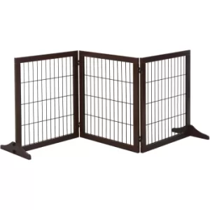 PawHut 3 Panel Wooden Pet Gate Indoor Foldable Dog Cat Barrier w/ Support Feet