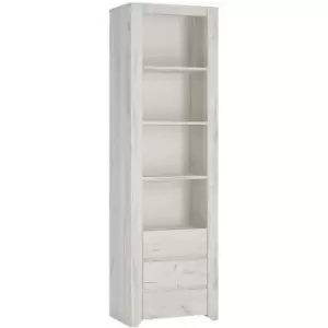 Angel Tall Narrow 3 Drawer Bookcase in White Craft Oak - White Craft Oak