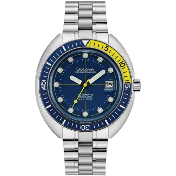 Mens Bulova 98B345 Blue Silicone Strap Wristwatch Colour - Silver Tone
